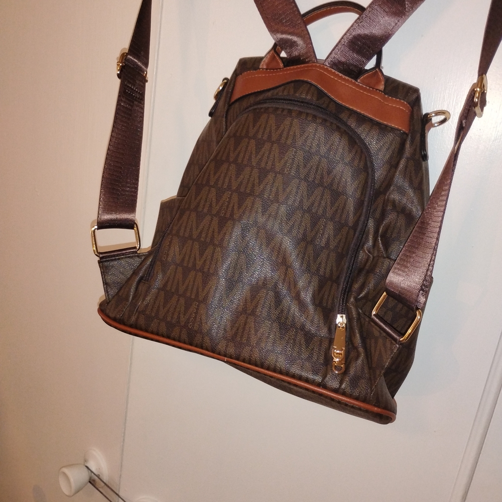 Chic Brown Monogram Backpack - image 2